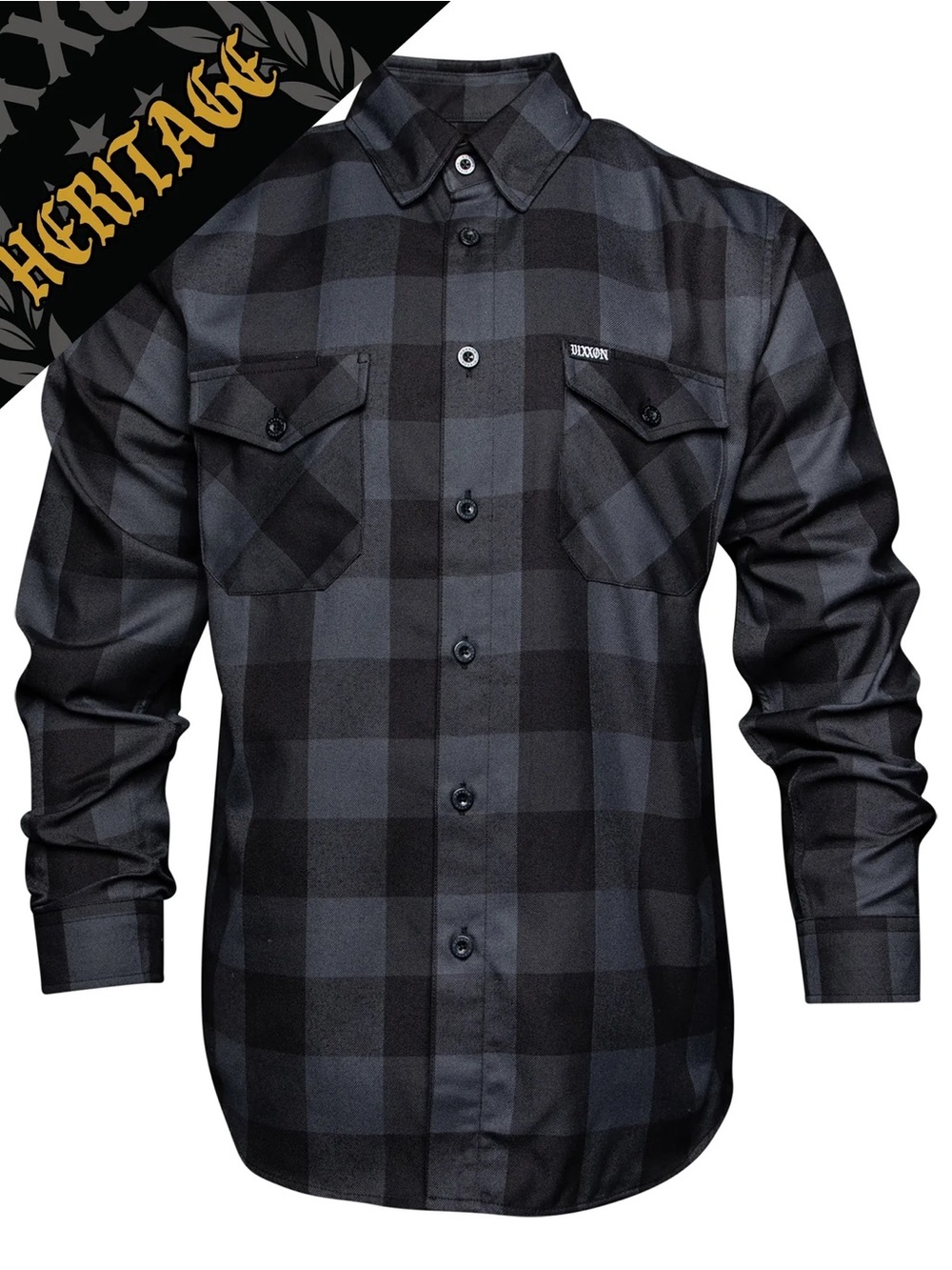 Dixxon Heritage Men's Black & Gray Plaid Button-Up Shirt
